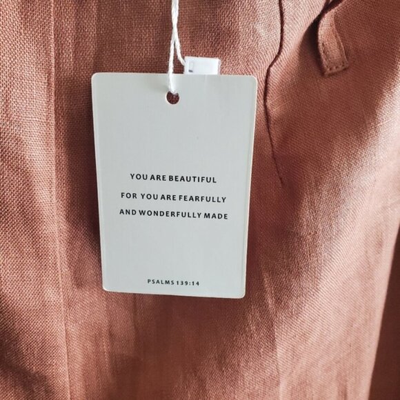 Hanifa Jade Cocoa Flare Leg Linen Pants Size L - Picture 11 of 12